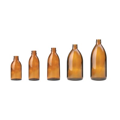 Butelki gwintowane z wąską szyjką - oranzowe - bez zakrętek
