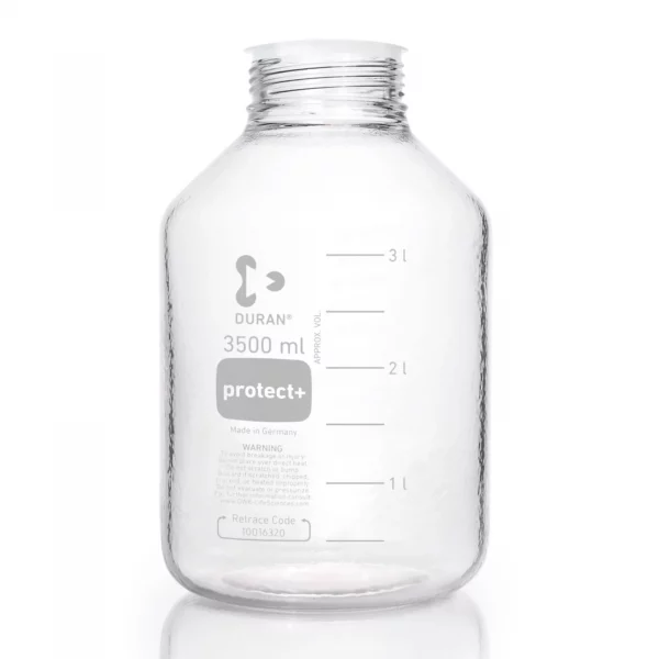 Butelka laboratoryjna Duran protect plus z szeroką szyją bez zakrętki bezbarwna 3500 ml