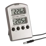 Termometr cyfrowy z czujnikiem zewnętrznym do zamrażarki - l-1322 - termometr-cyfrowy-z-pamiecia-wartosci-minimum-maksimum - srebrny